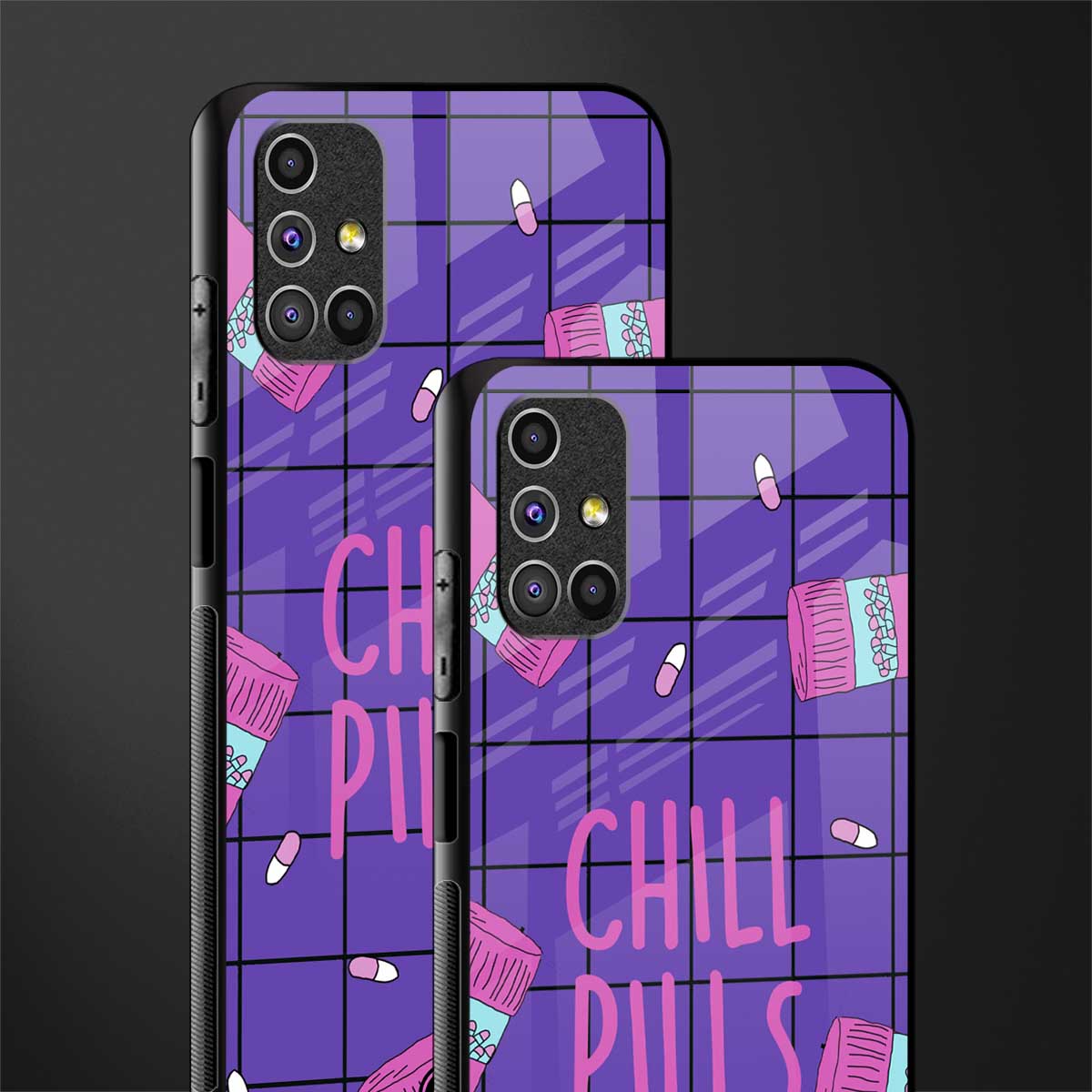 chill pills glass case for samsung galaxy m31s image-2