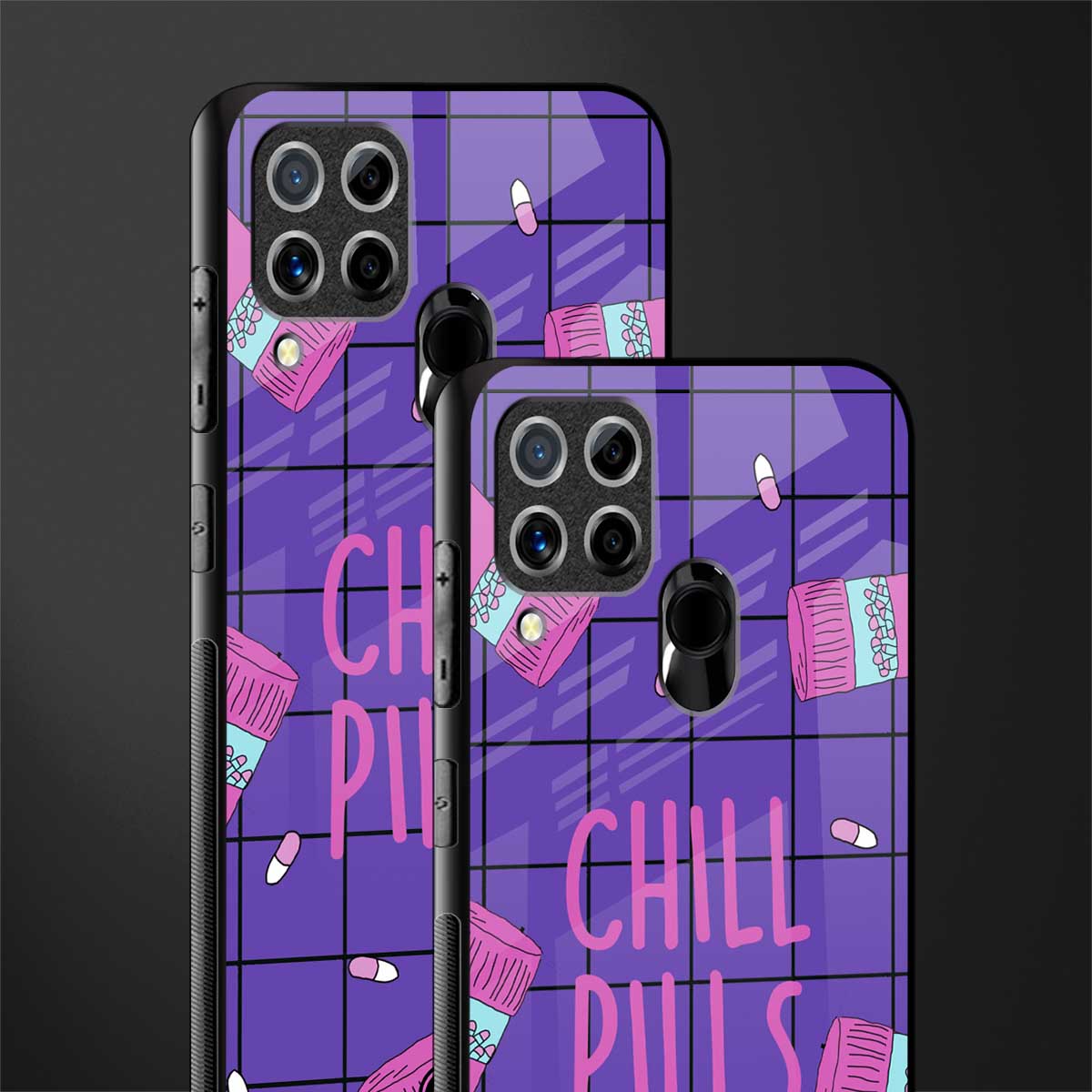 chill pills glass case for realme c15 image-2