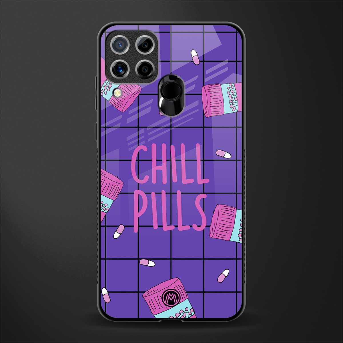 chill pills glass case for realme c15 image