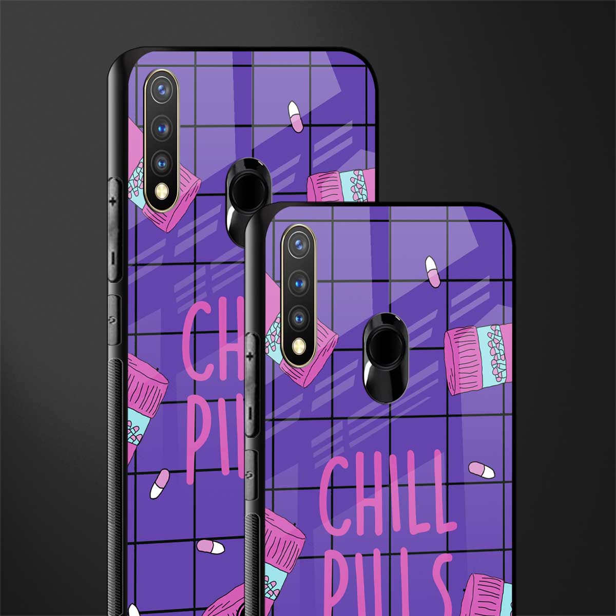 chill pills glass case for vivo y19 image-2