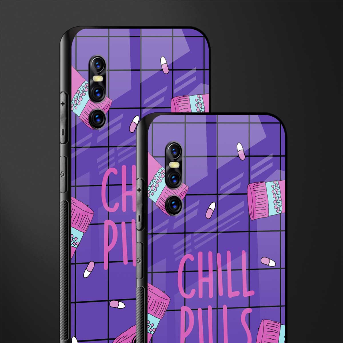 chill pills glass case for vivo v15 pro image-2