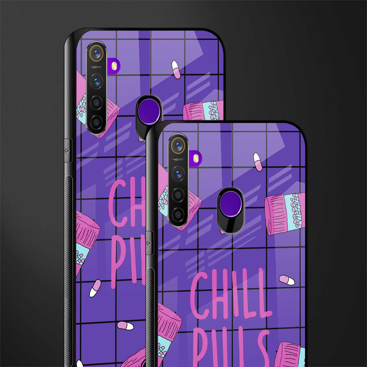 chill pills glass case for realme 5 image-2