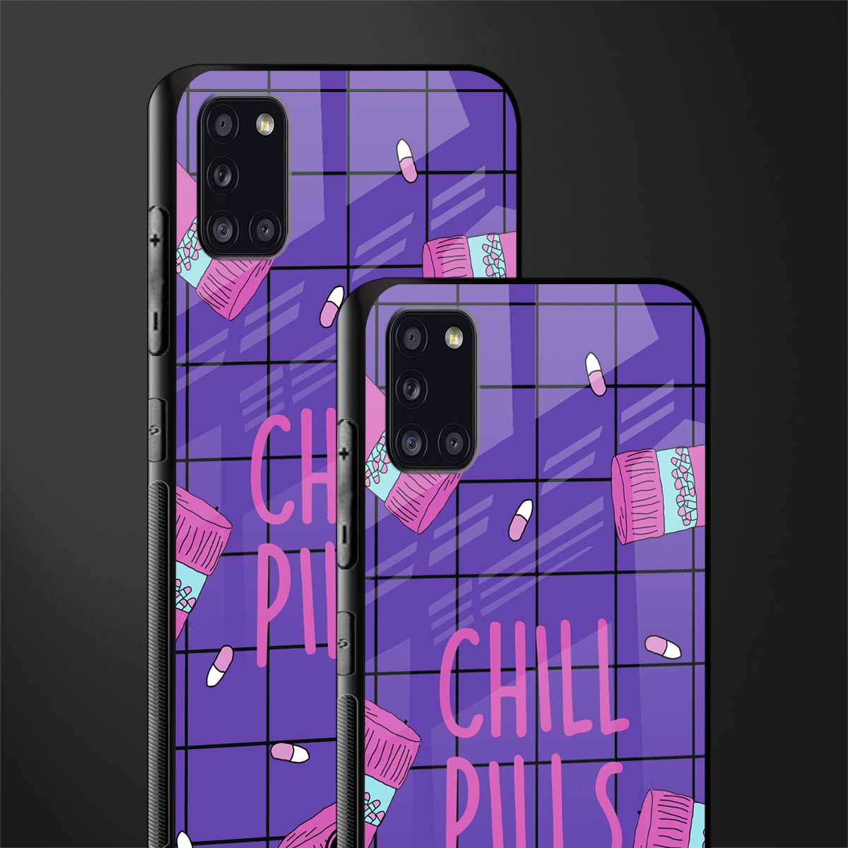 chill pills glass case for samsung galaxy a31 image-2