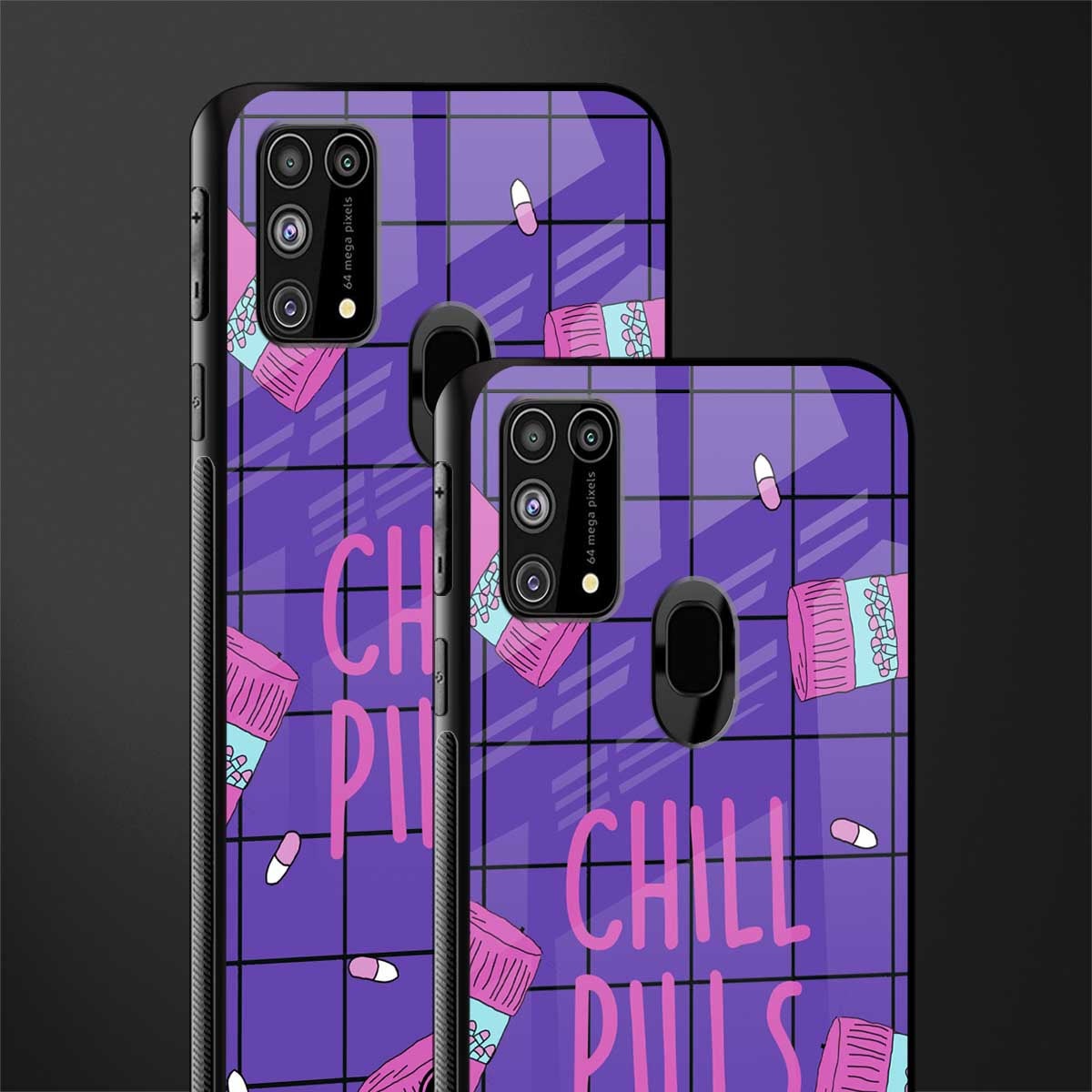 chill pills glass case for samsung galaxy m31 image-2