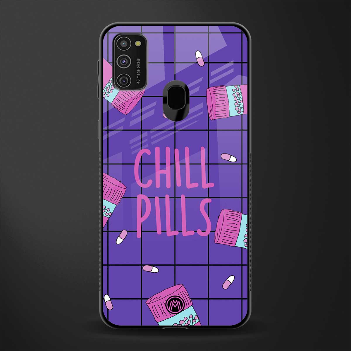 chill pills glass case for samsung galaxy m30s image