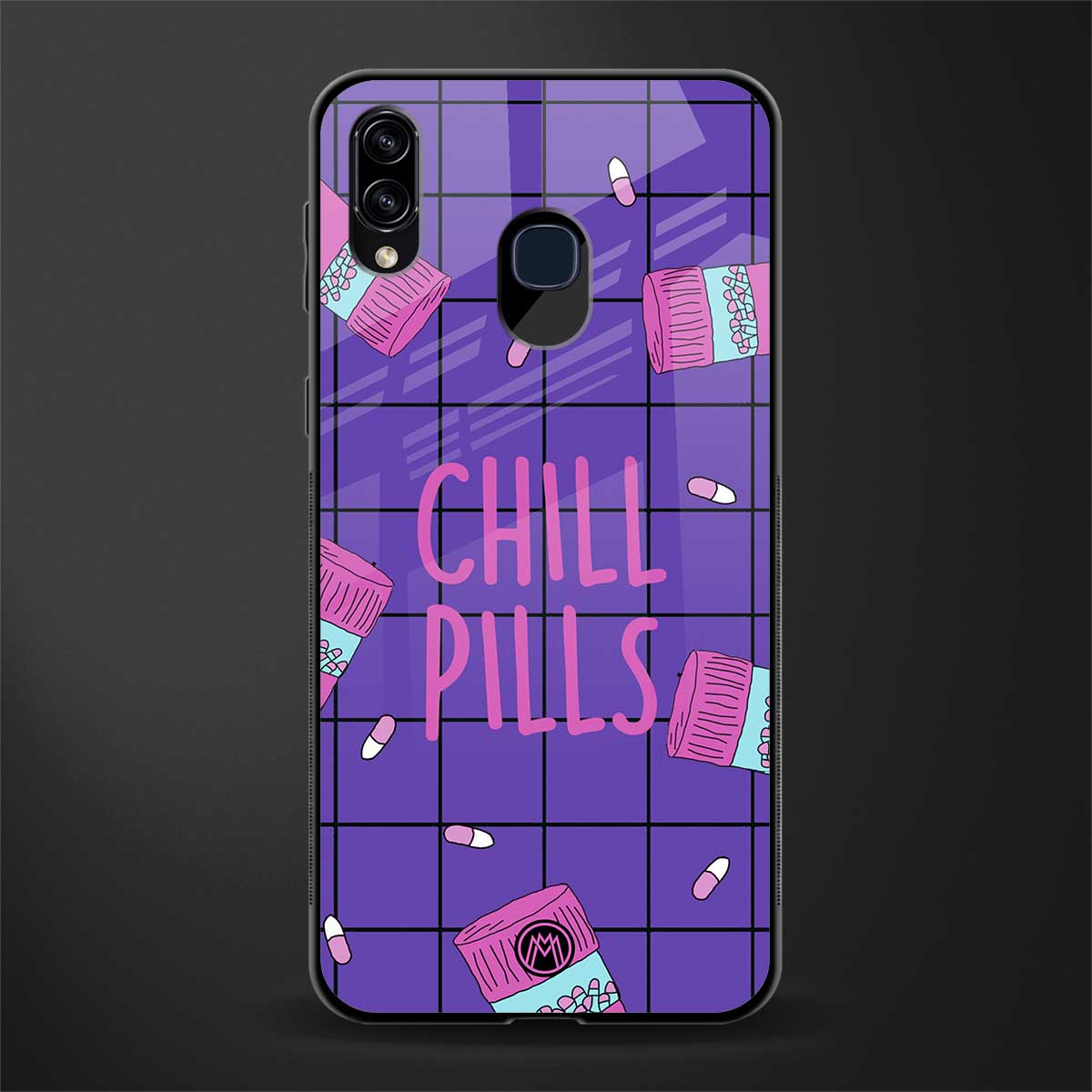 chill pills glass case for samsung galaxy a20 image