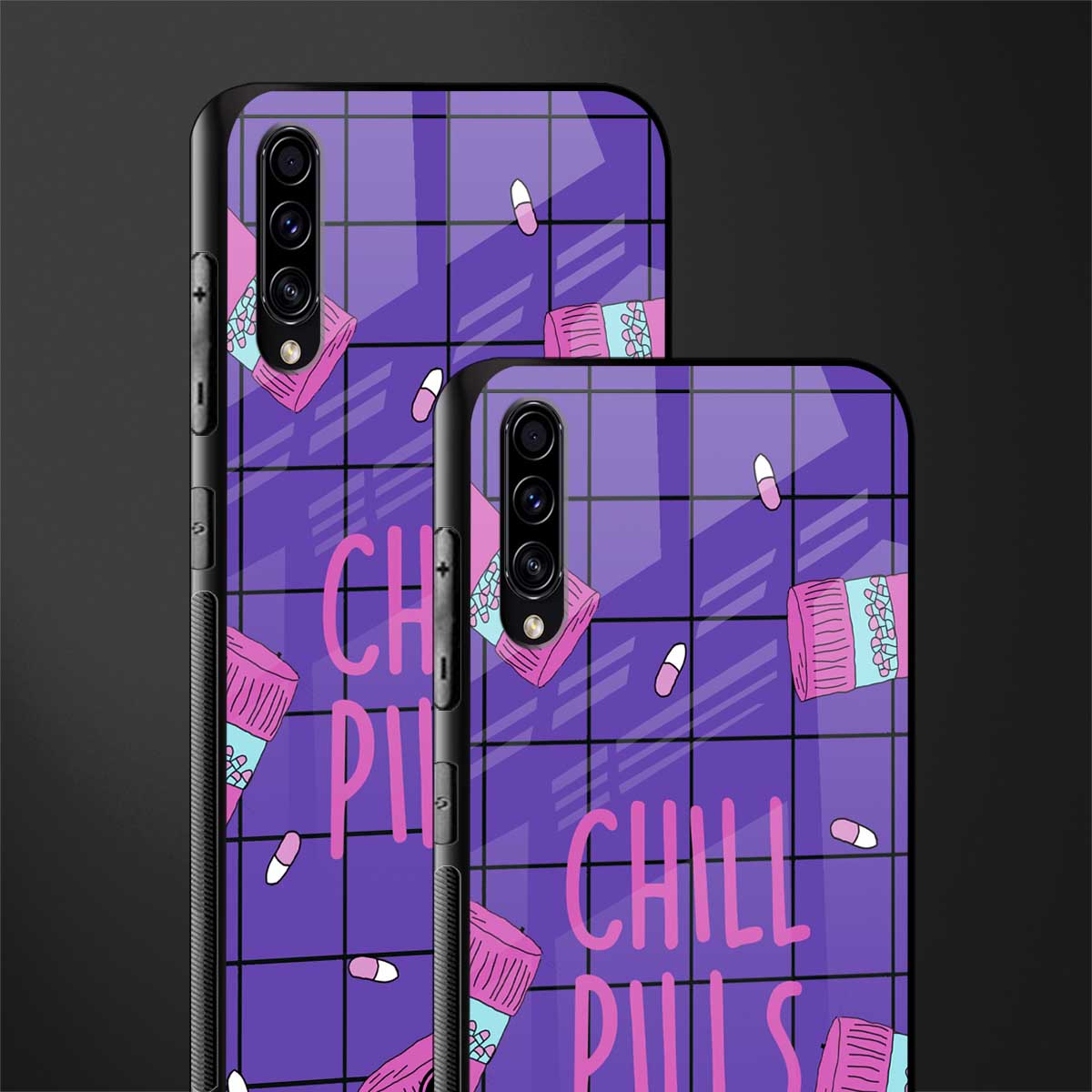 chill pills glass case for samsung galaxy a70 image-2