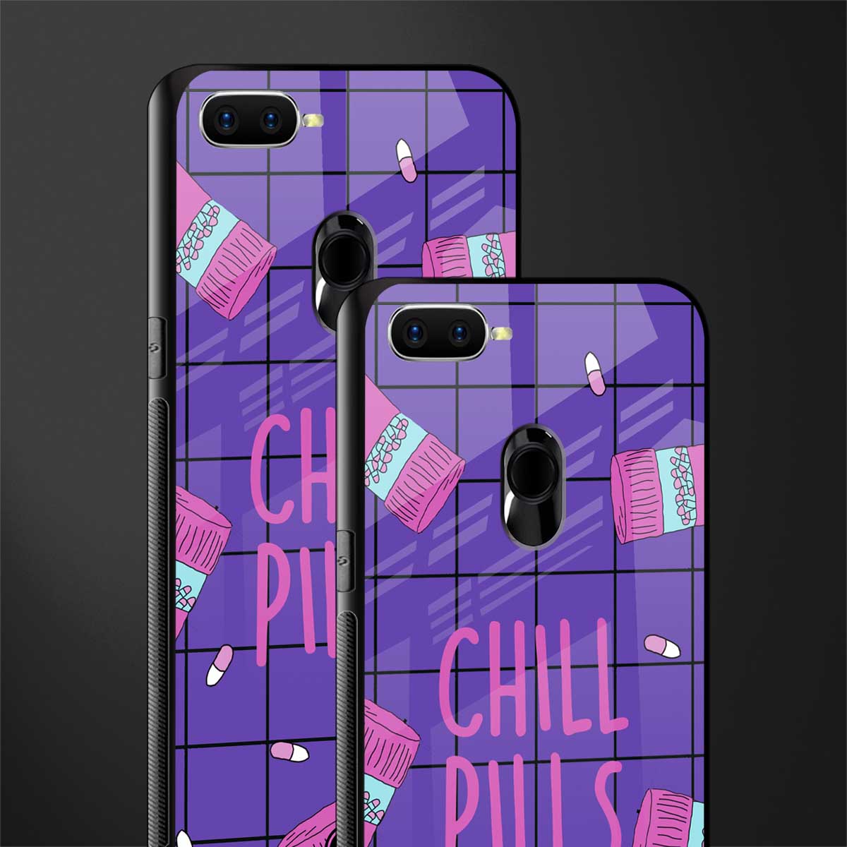chill pills glass case for oppo a7 image-2