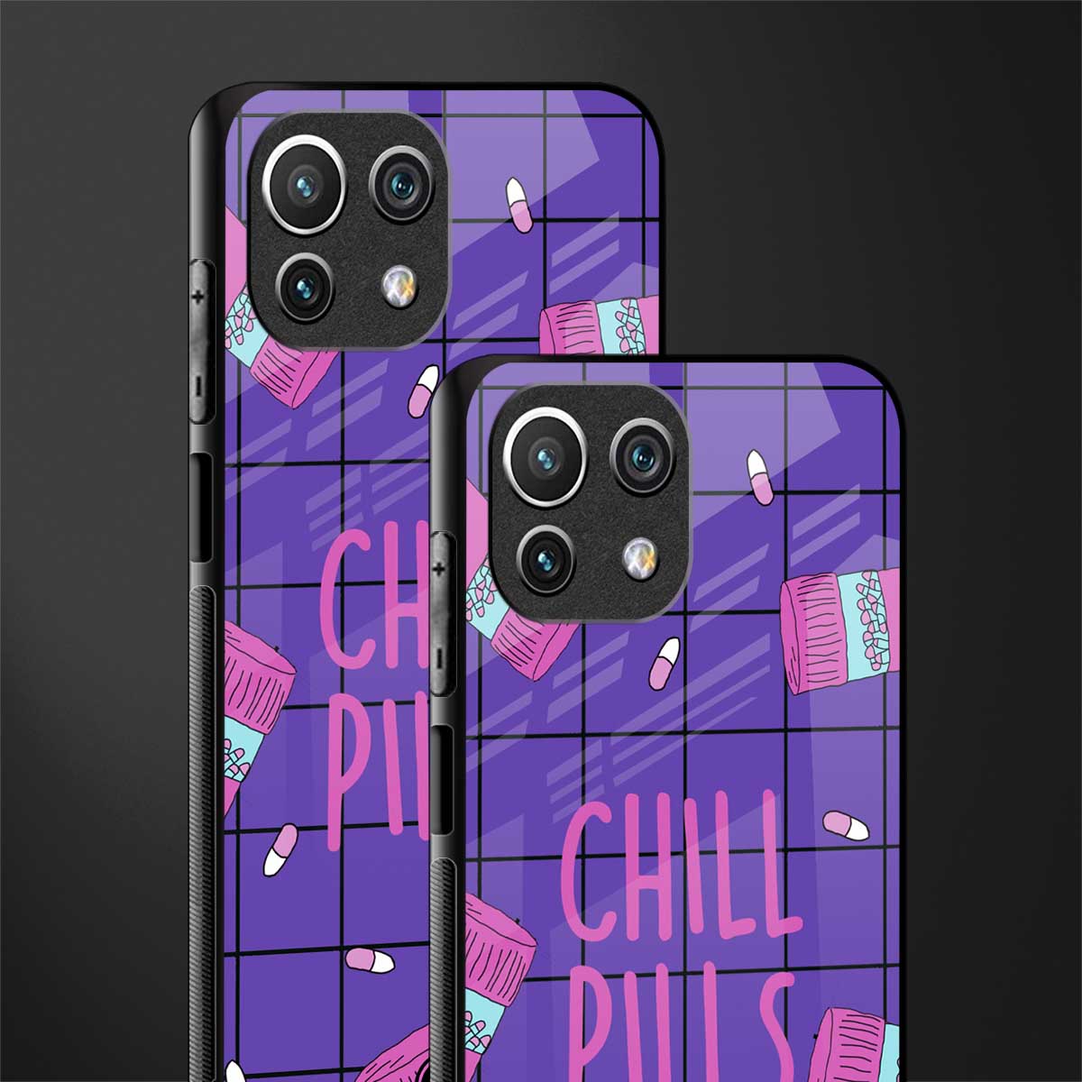 chill pills glass case for mi 11 lite image-2