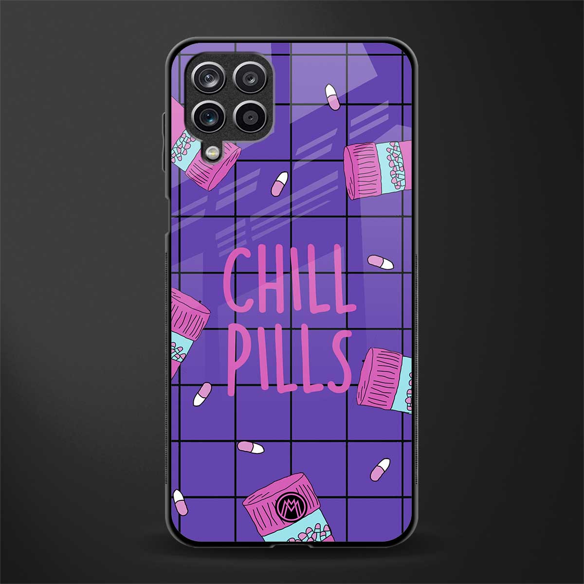 chill pills back phone cover | glass case for samsung galaxy a22 4g