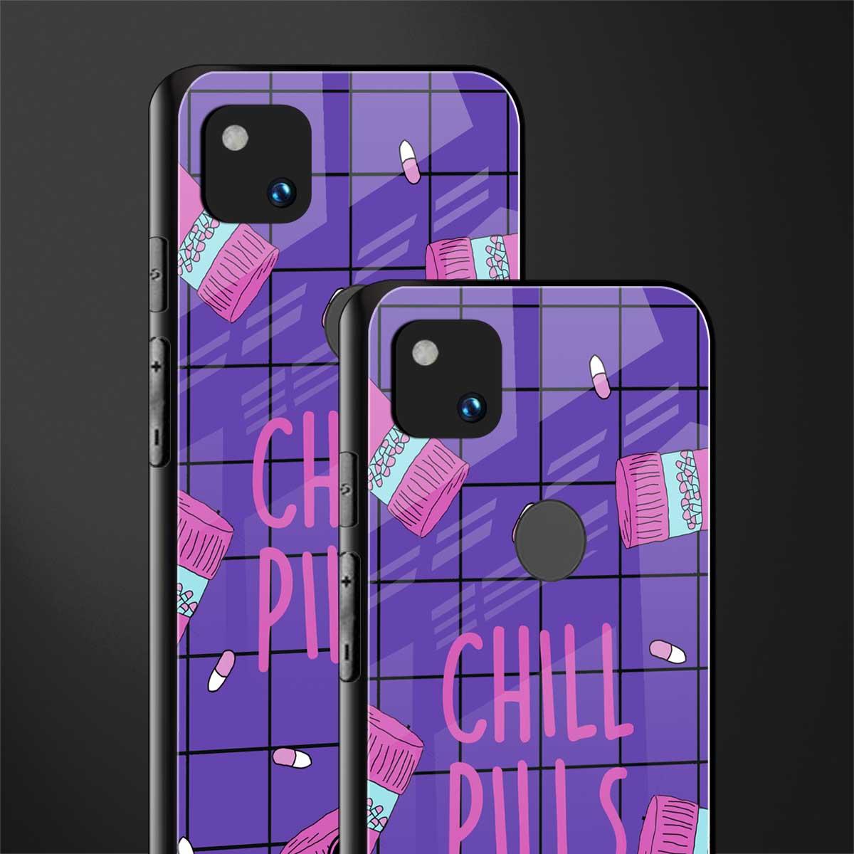 chill pills back phone cover | glass case for google pixel 4a 4g