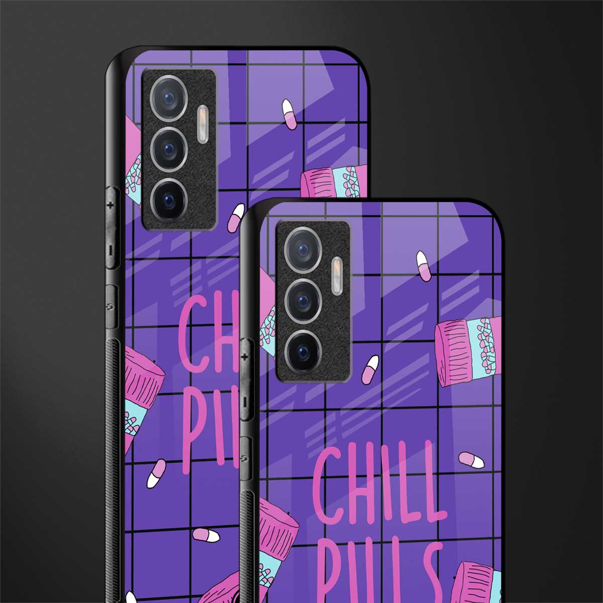 chill pills glass case for vivo v23e image-2