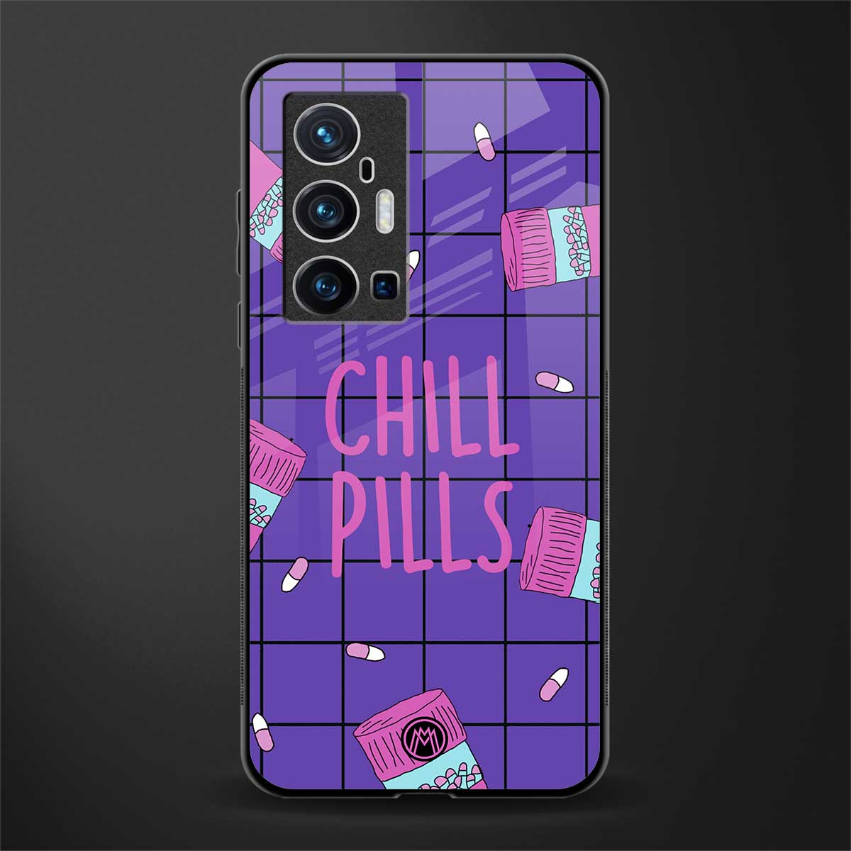 chill pills glass case for vivo x70 pro plus image