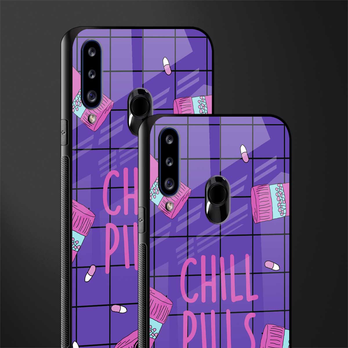 chill pills glass case for samsung galaxy a20s image-2