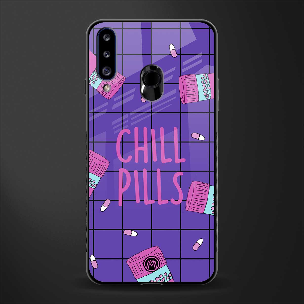 chill pills glass case for samsung galaxy a20s image