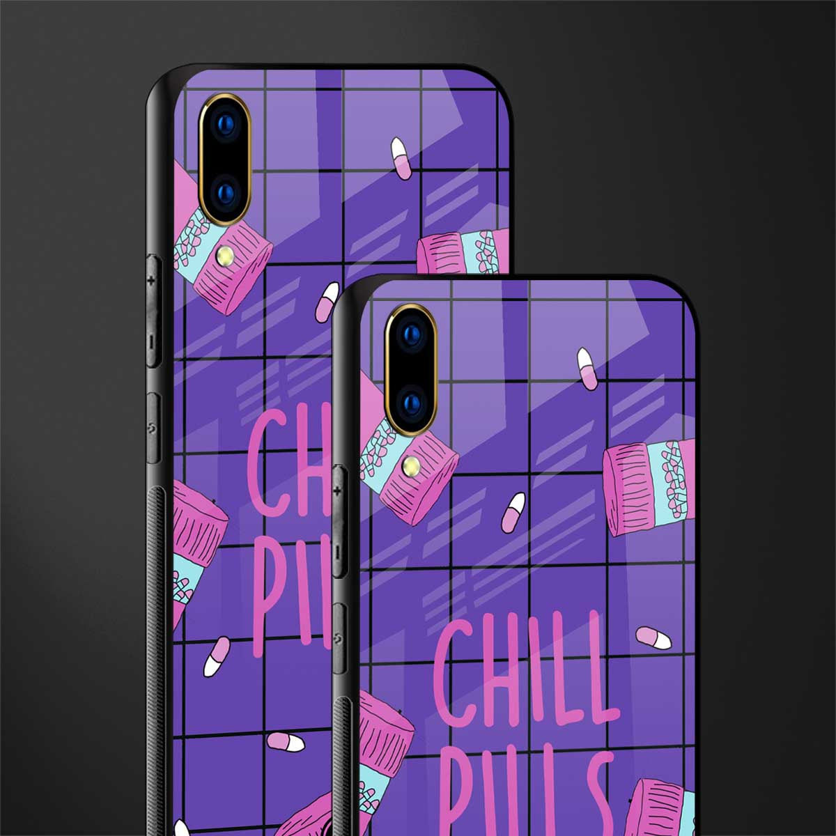 chill pills glass case for vivo v11 pro image-2