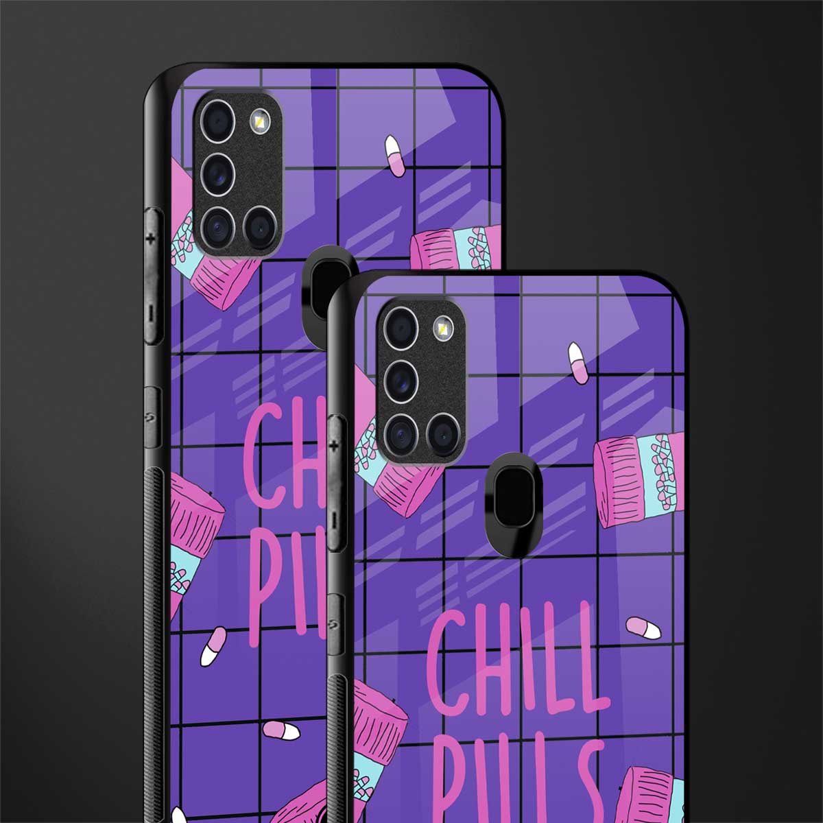 chill pills glass case for samsung galaxy a21s image-2