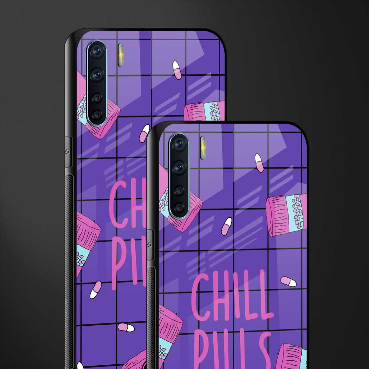 chill pills glass case for oppo f15 image-2