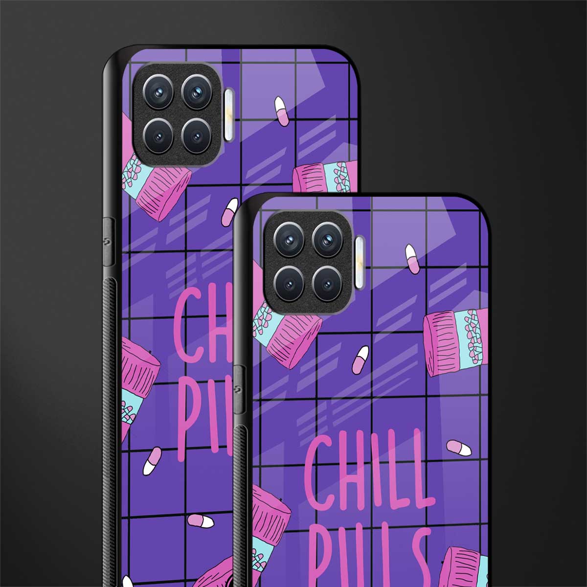 chill pills glass case for oppo f17 image-2