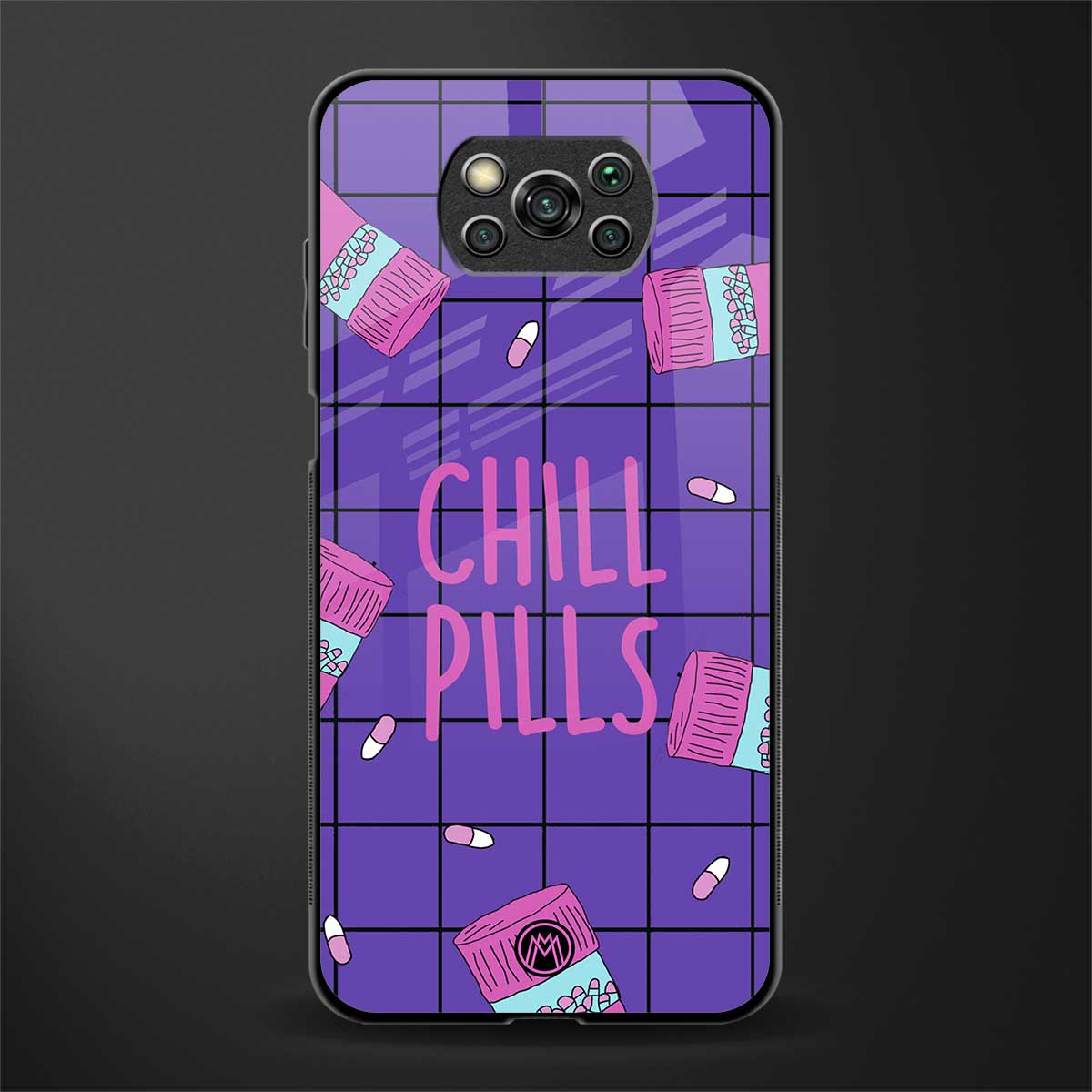 chill pills glass case for poco x3 image