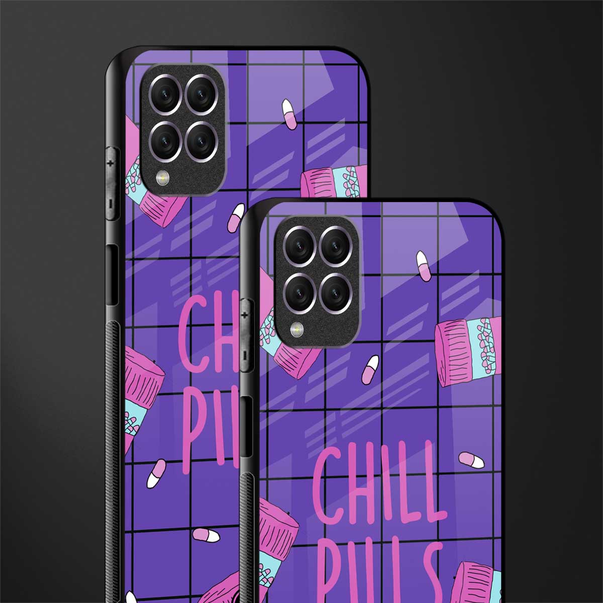 chill pills glass case for samsung galaxy f62 image-2