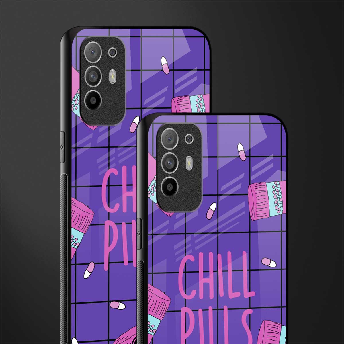 chill pills glass case for oppo f19 pro plus image-2