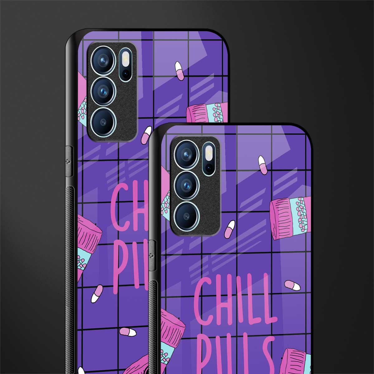 chill pills glass case for oppo reno6 5g image-2