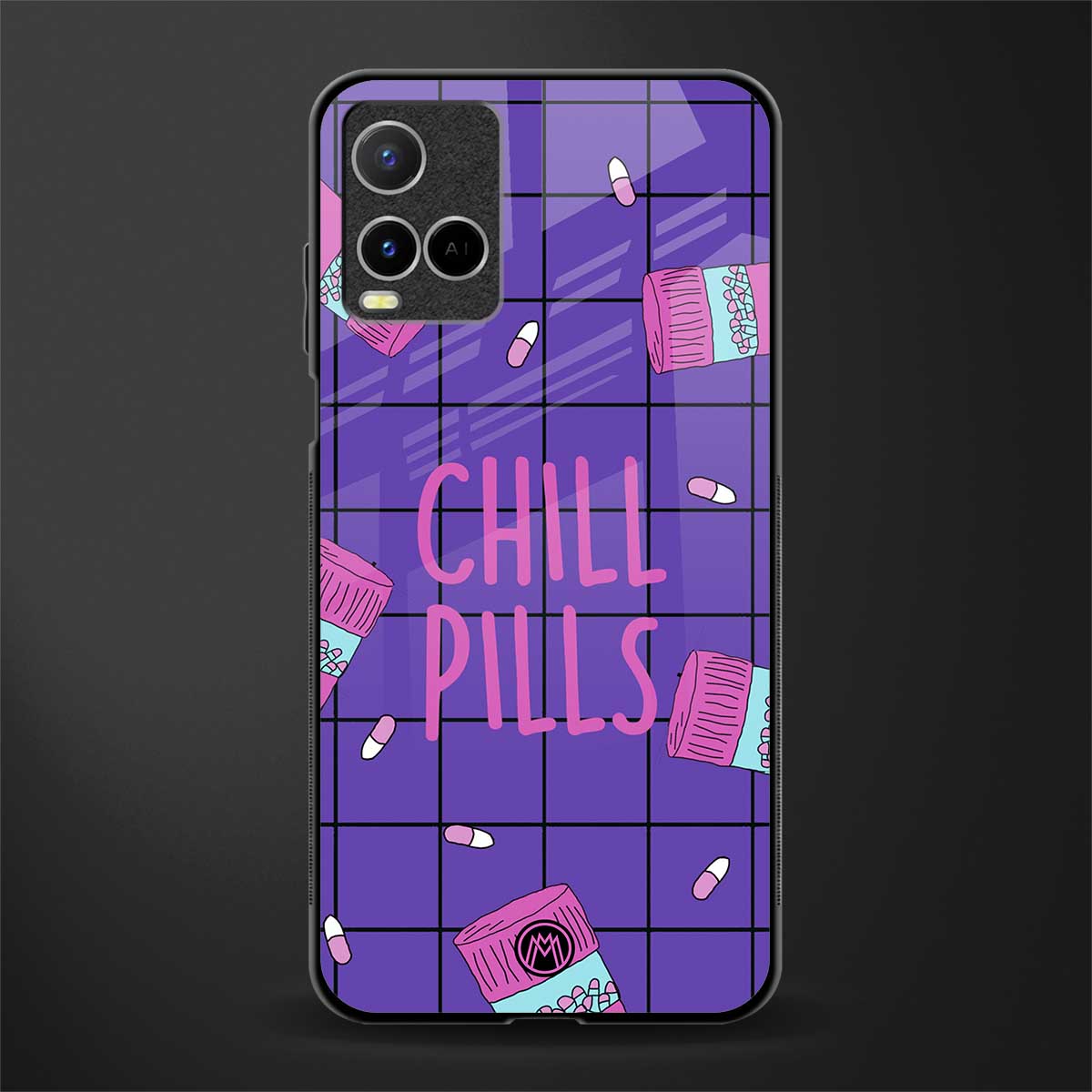 chill pills glass case for vivo y21 image