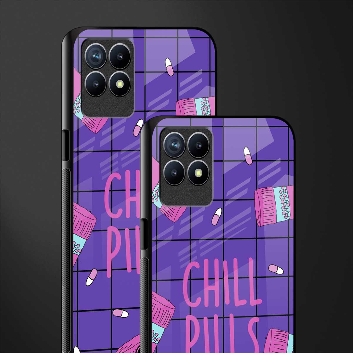 chill pills glass case for realme 8i image-2