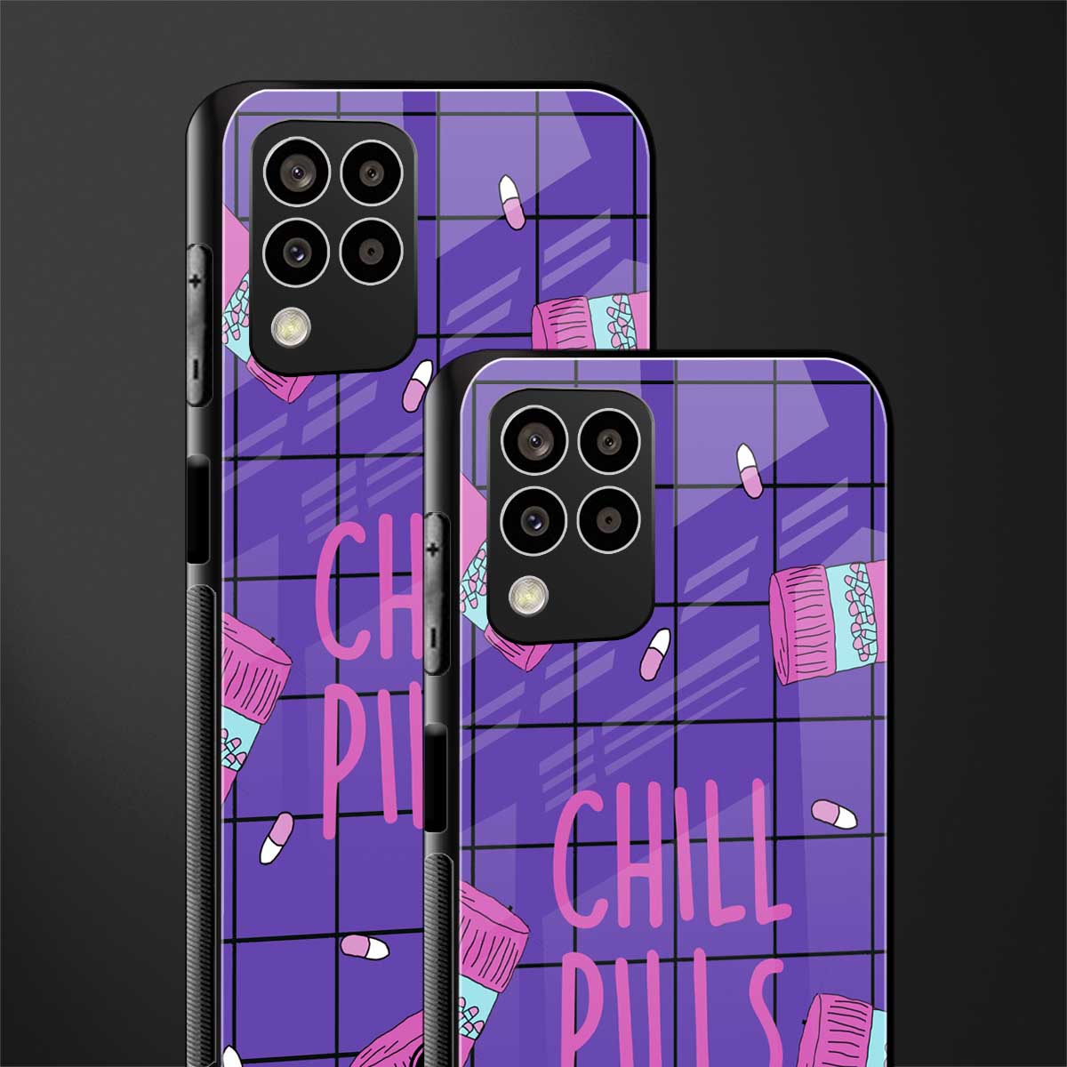 chill pills back phone cover | glass case for samsung galaxy m33 5g