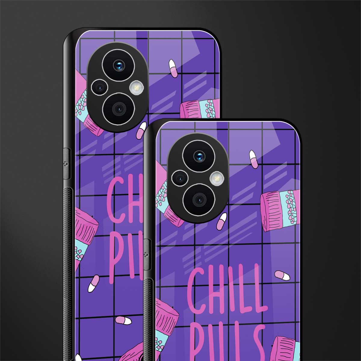 chill pills back phone cover | glass case for oppo f21 pro 5g