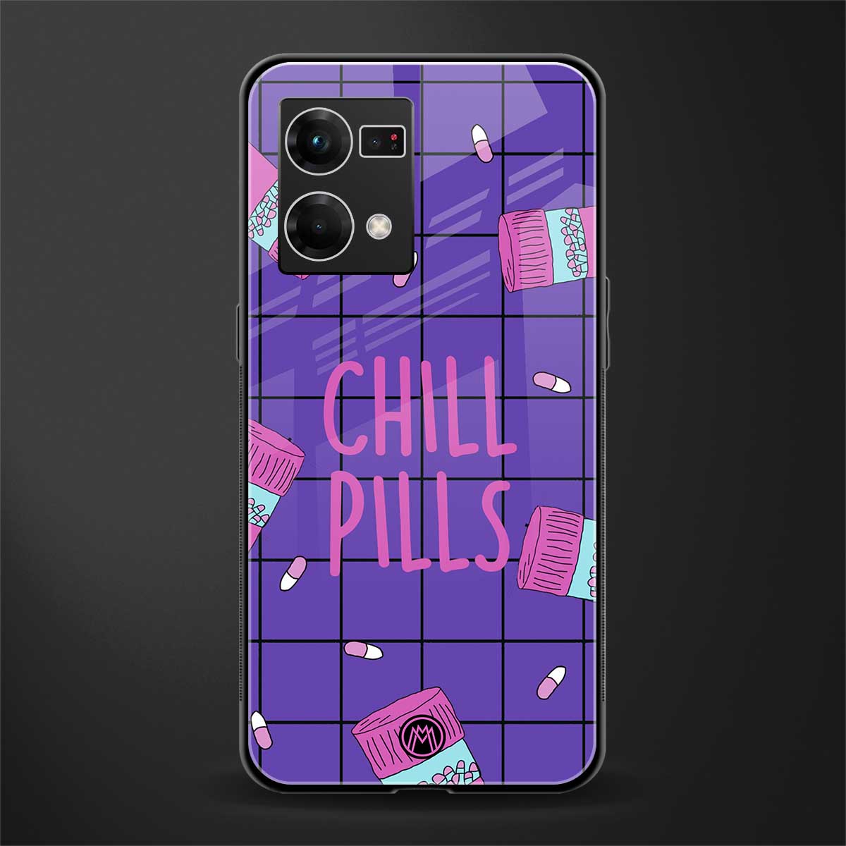 chill pills back phone cover | glass case for oppo f21 pro 4g