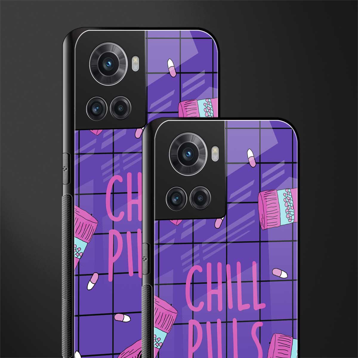 chill pills back phone cover | glass case for oneplus 10r 5g