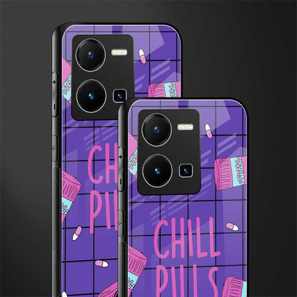 chill pills back phone cover | glass case for vivo y35 4g