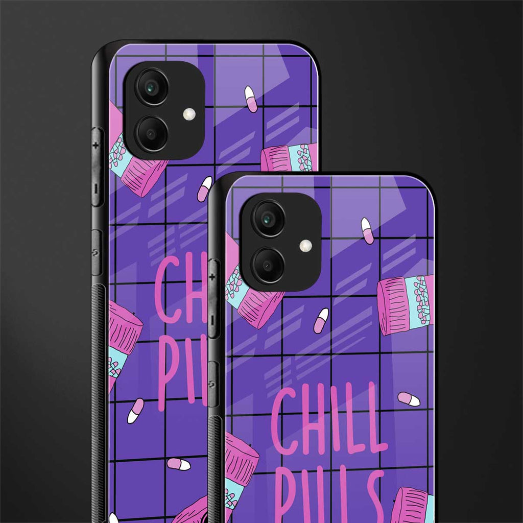 chill pills back phone cover | glass case for samsung galaxy a04