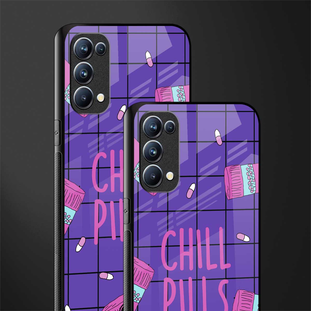 chill pills back phone cover | glass case for oppo reno 5