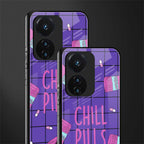 chill pills back phone cover | glass case for vivo t1 44w 4g