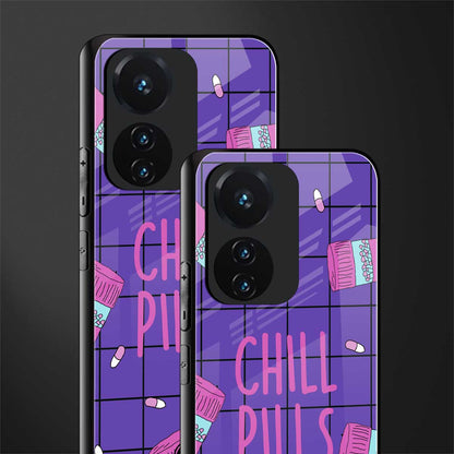 chill pills back phone cover | glass case for vivo t1 44w 4g
