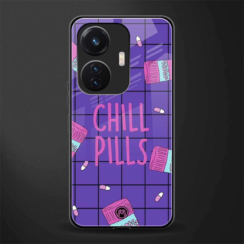 chill pills back phone cover | glass case for vivo t1 44w 4g