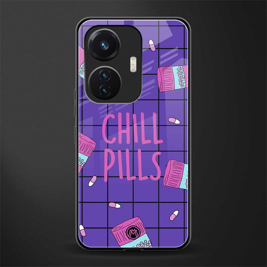 chill pills back phone cover | glass case for vivo t1 44w 4g