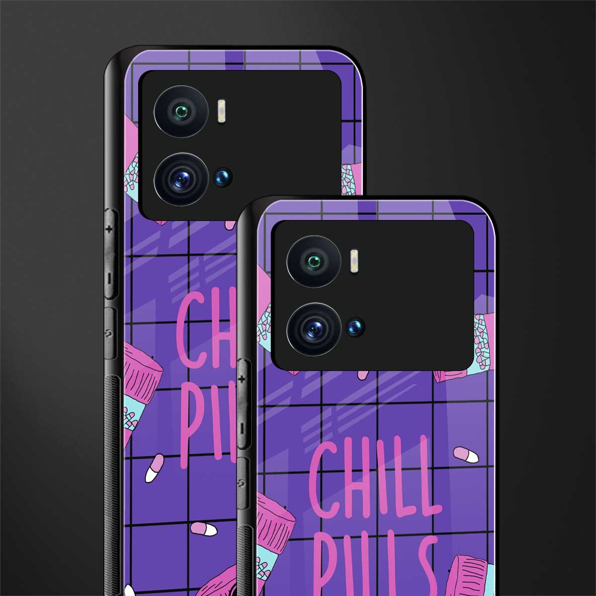 chill pills back phone cover | glass case for iQOO 9 Pro