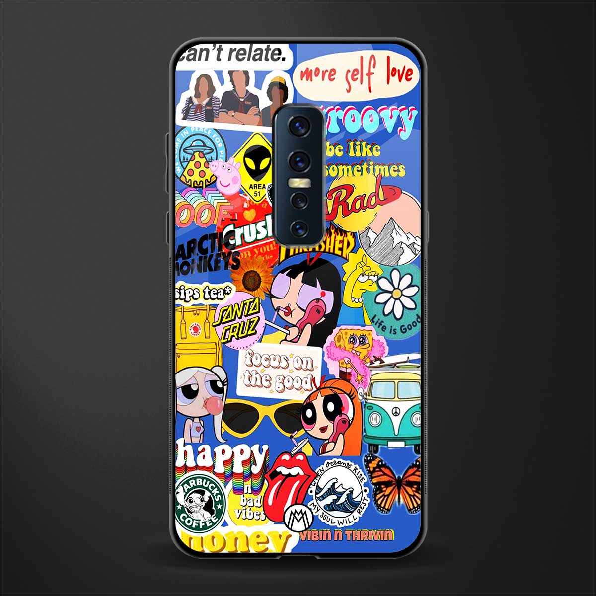 classic collage aesthetic glass case for vivo v17 pro image