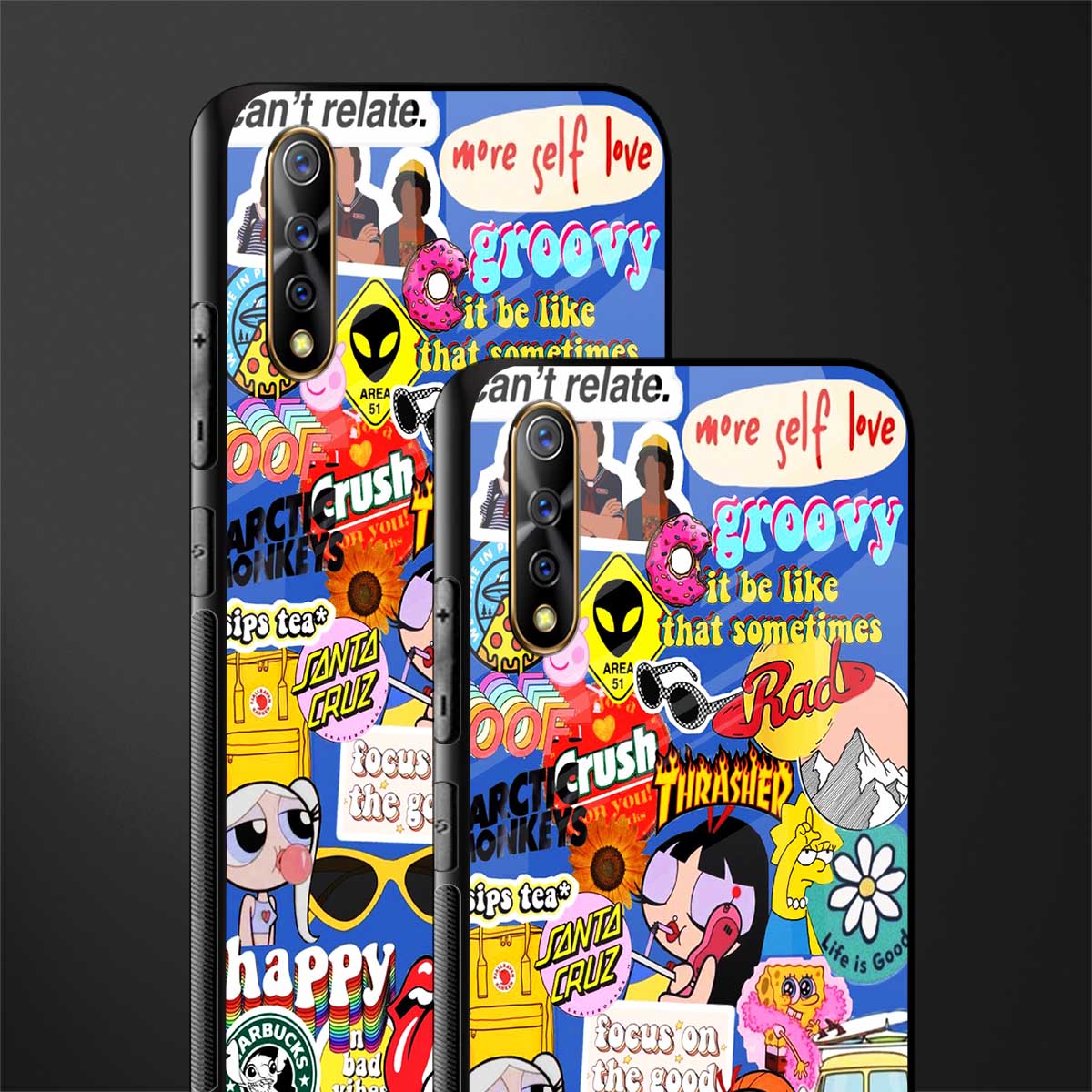 classic collage aesthetic glass case for vivo z1x image-2