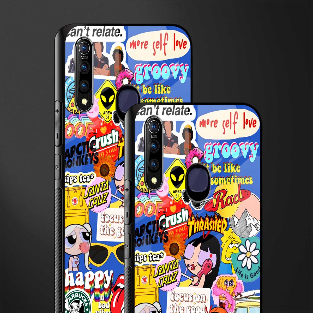 classic collage aesthetic glass case for vivo z1 pro image-2