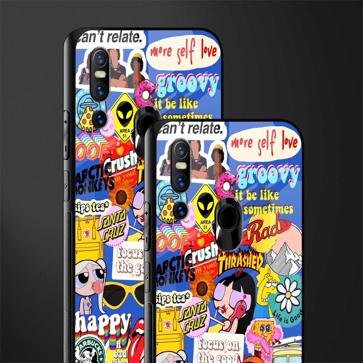classic collage aesthetic glass case for vivo v15 image-2