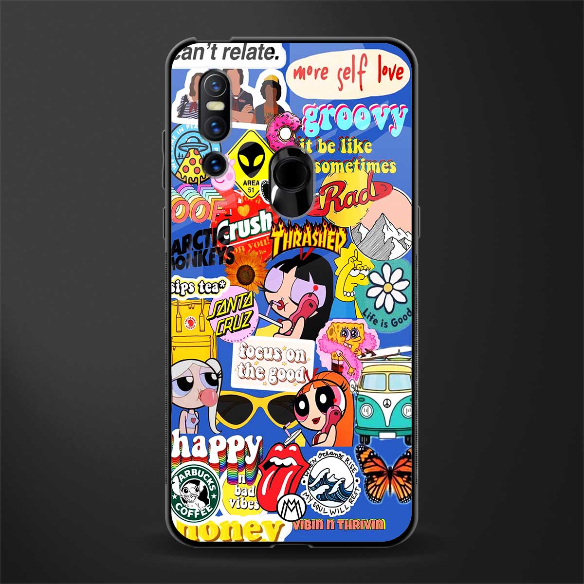 classic collage aesthetic glass case for vivo v15 image