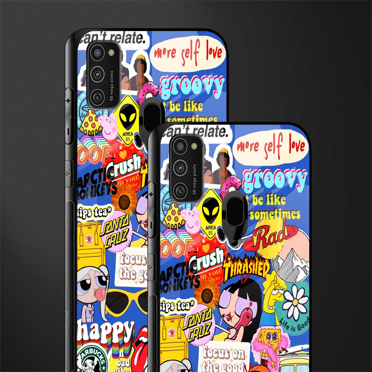 classic collage aesthetic glass case for samsung galaxy m21 image-2