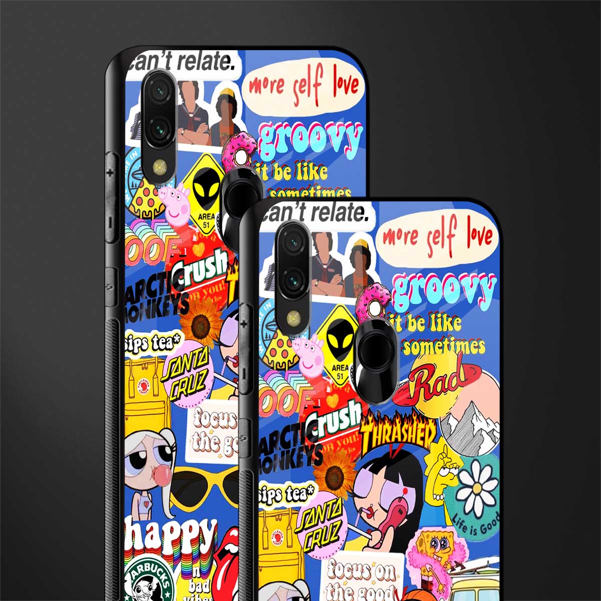 classic collage aesthetic glass case for redmi 7redmi y3 image-2
