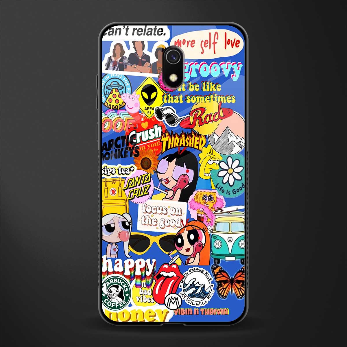 classic collage aesthetic glass case for redmi 8a image