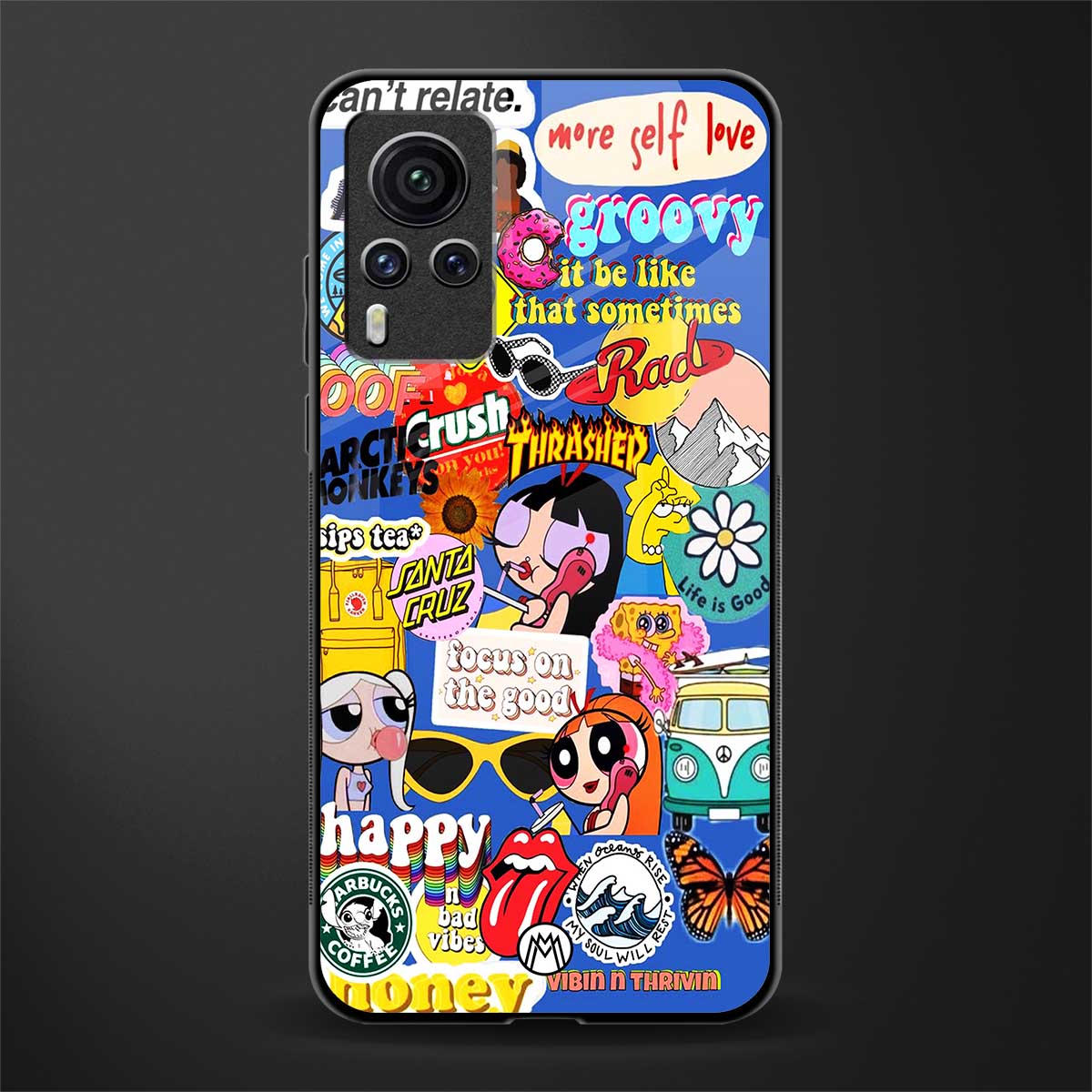 classic collage aesthetic glass case for vivo x60 pro image